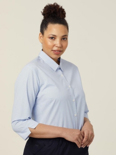 Picture of NNT Ladies Avignon Fine Block Stripe Stretch 3/4 Sleeve Shirt